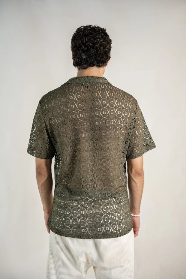 Crochet Relax fit Cuban Collar shirt