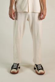 Pearl White Knitted Straight Fit Trouser