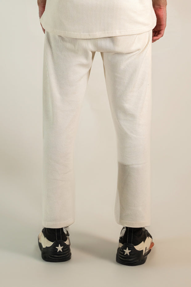 Pearl White Knitted Straight Fit Trouser