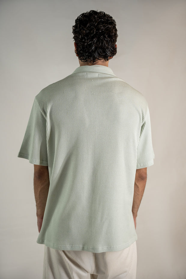 Mint Green Knitted Cuban Shirt