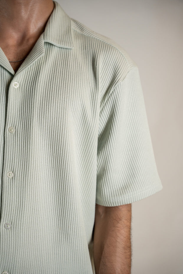 Mint Green Knitted Cuban Shirt