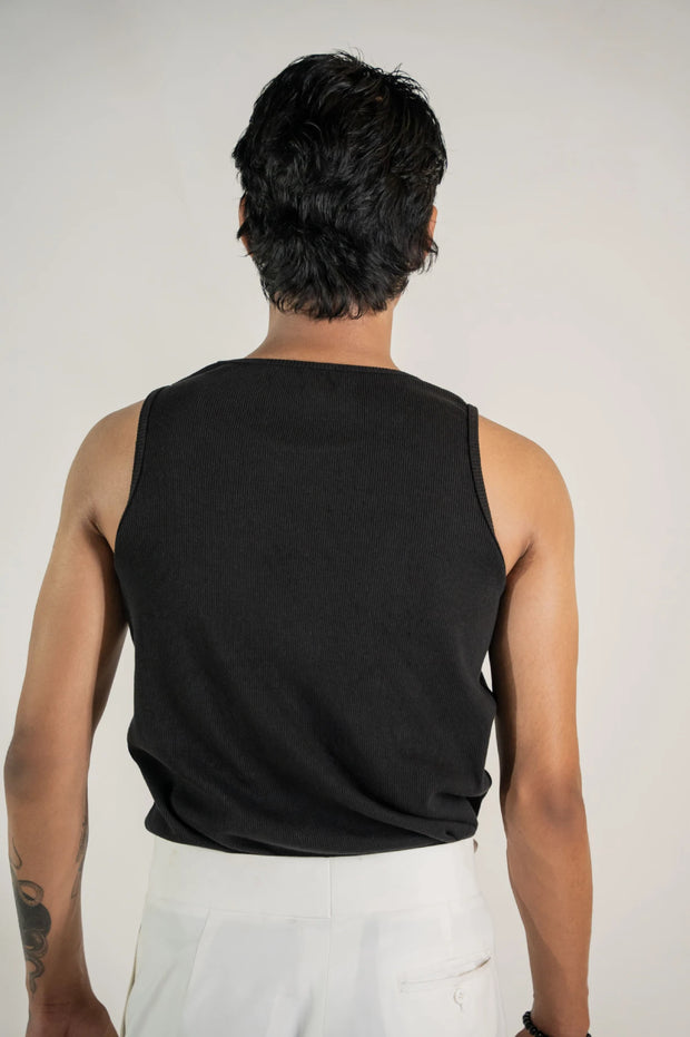 Black Ribbed Tank Top