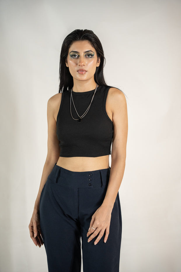 Ribbed Crop Top - Black