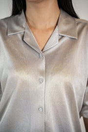Silky Mesh Relax Fit Cuban Collar Shirt - Grey