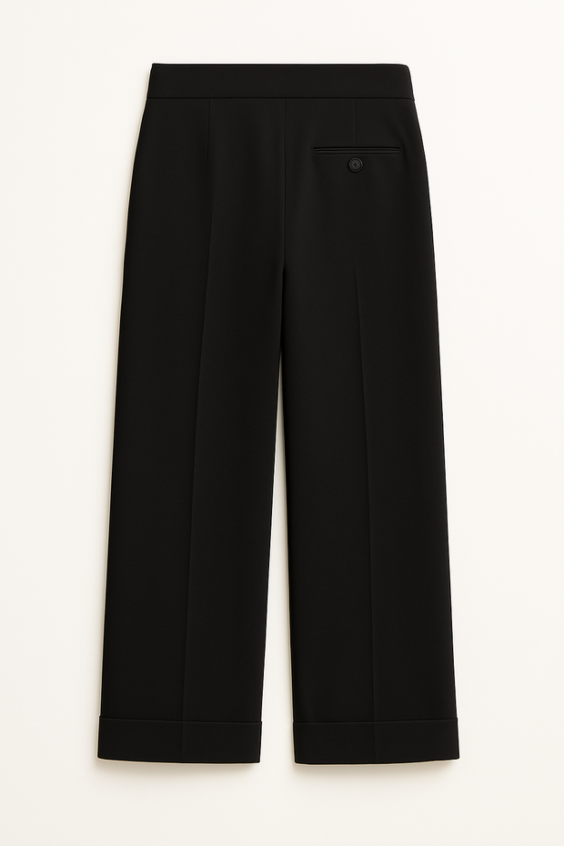High-Waisted Wide Leg Gurkha Pants – Black